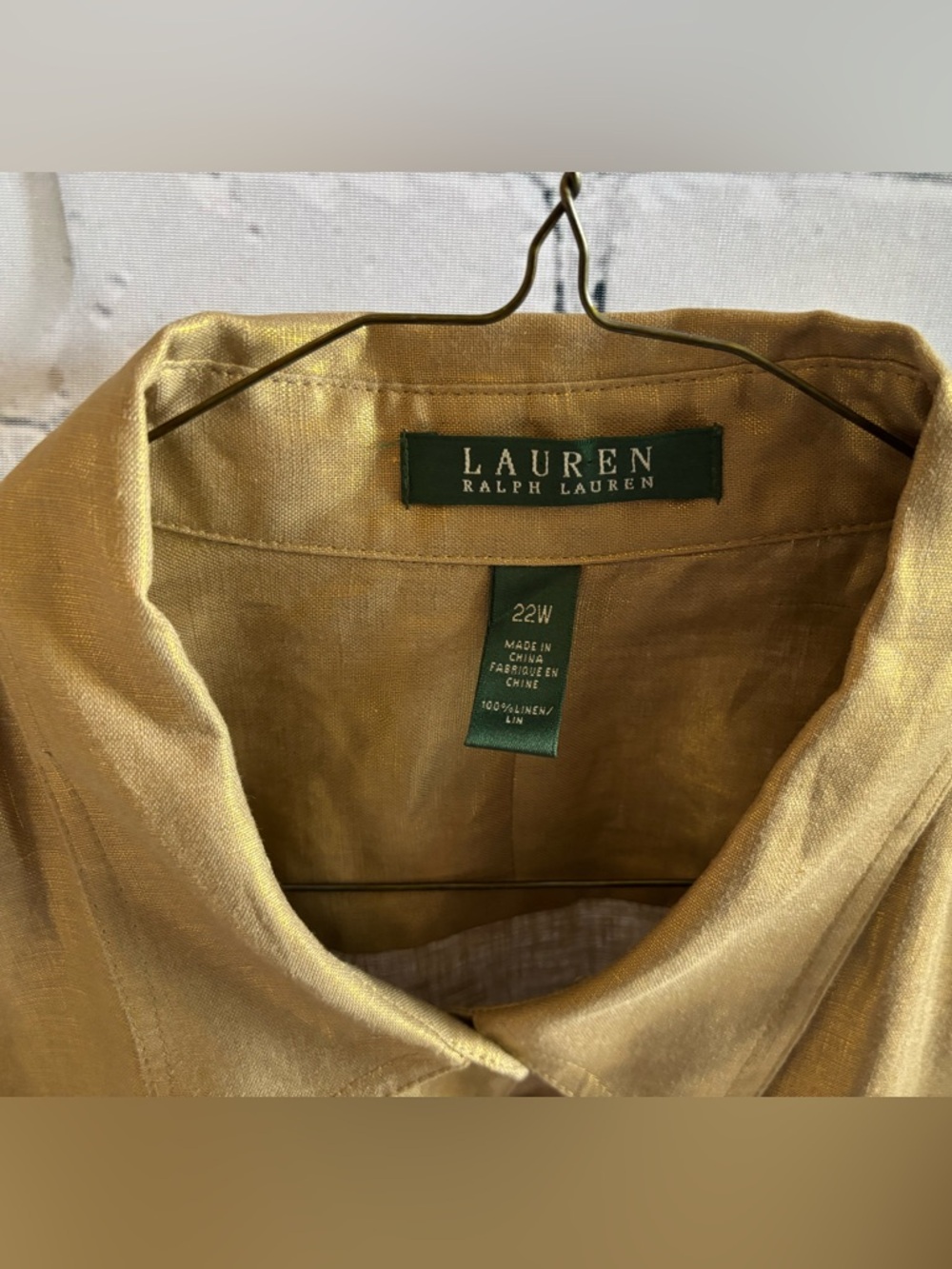 *NEW* Ralph Lauren Woman Casablanca Linen Gold Shimmer Dress - Size 22W - Picture 5 of 6